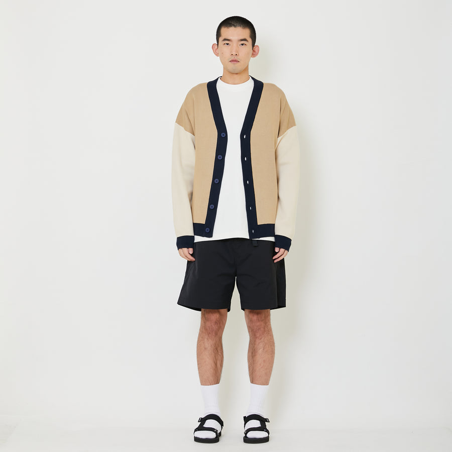 Men Oversized Cardigan - Khaki - SM2409168A