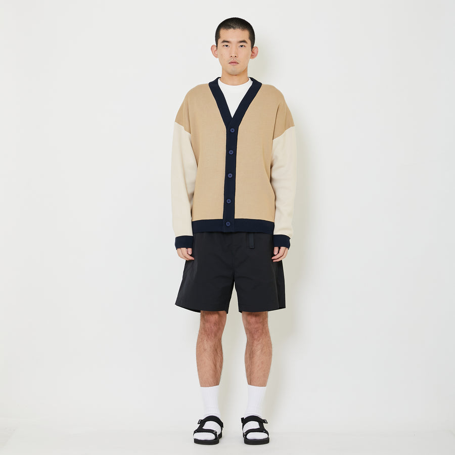 Men Oversized Cardigan - Khaki - SM2409168A