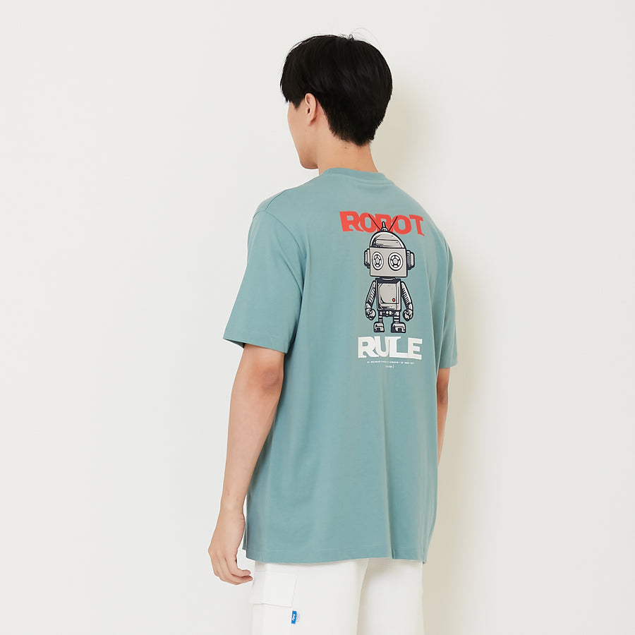 Men Graphic Tee - Turquoise - SM2409179C