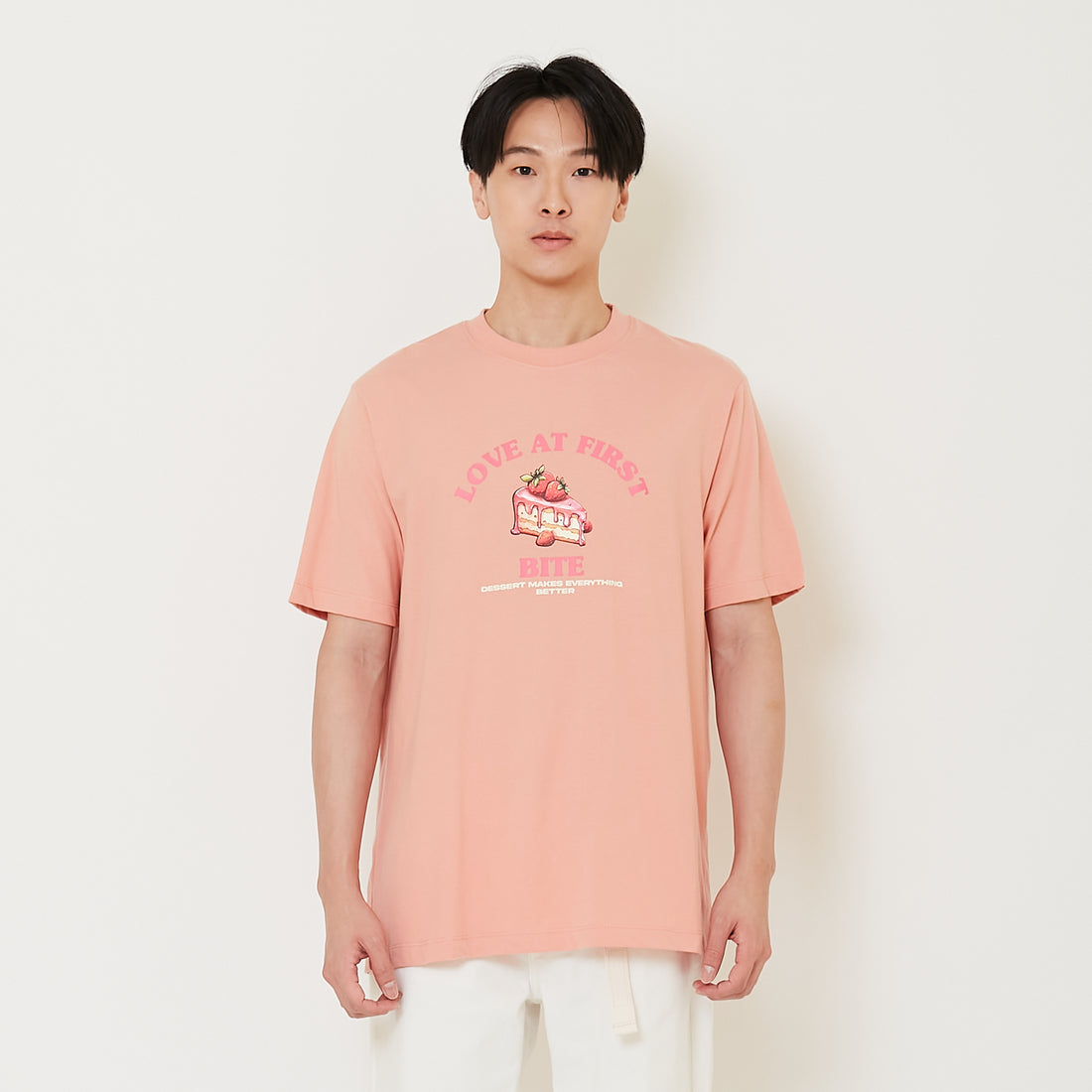 Men Graphic Tee - Dusty Pink - SM2409180B