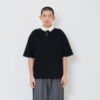 Men Oversized Polo Tee - Black - SM2410189C