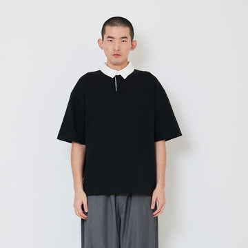 Men Oversized Polo Tee - Black - SM2410189C