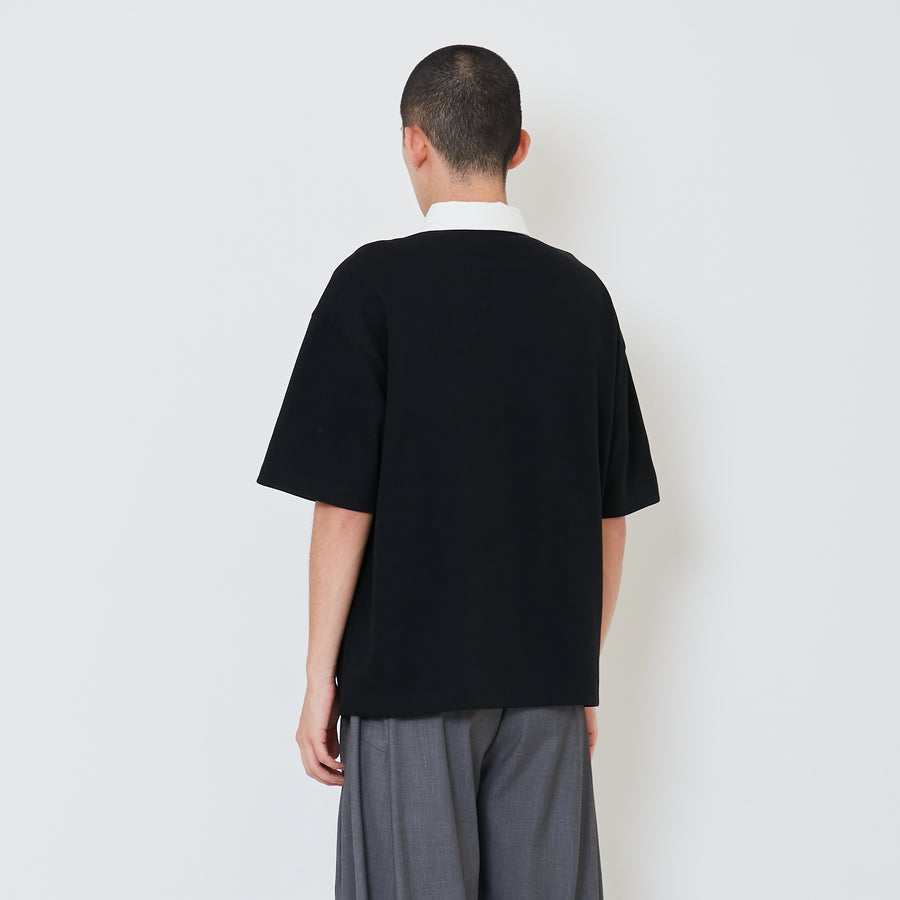 Men Oversized Polo Tee - Black - SM2410189C