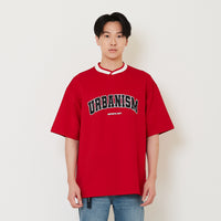 Men Embroidery Oversized Jersey Tee - Dark Red - SM2410190B