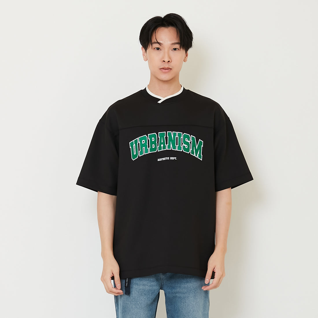 Men Embroidery Oversized Jersey Tee - Black - SM2410190C