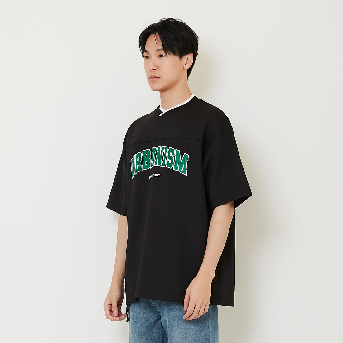 Men Embroidery Oversized Jersey Tee - Black - SM2410190C