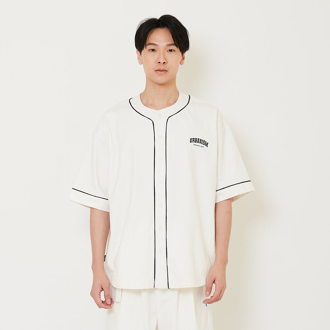 Men Embroidery Baseball Shirt - Off White - SM2410191A