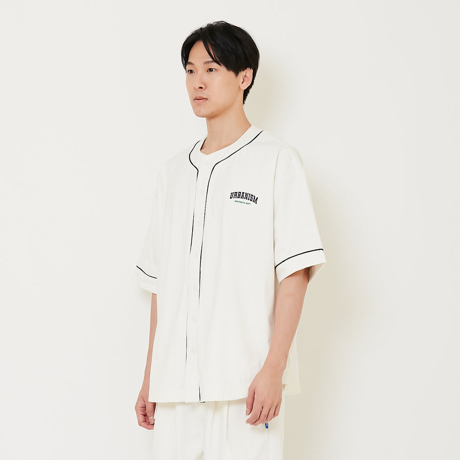 Men Embroidery Baseball Shirt - Off White - SM2410191A