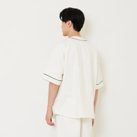 Men Embroidery Baseball Shirt - Off White - SM2410191A