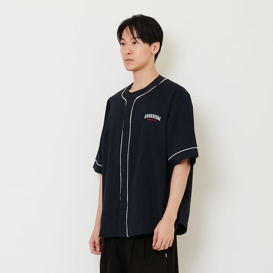 Men Embroidery Baseball Shirt - Navy - SM2410191B