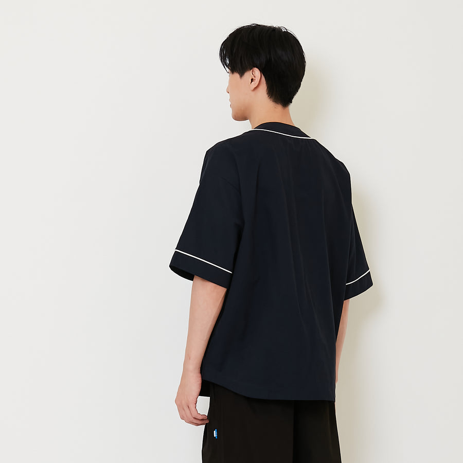 Men Embroidery Baseball Shirt - Navy - SM2410191B