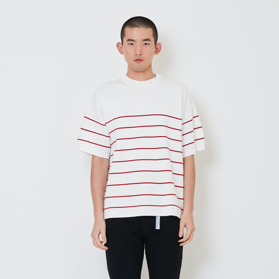 Men Oversized Stripe Sweater - Off White - SM2410193A