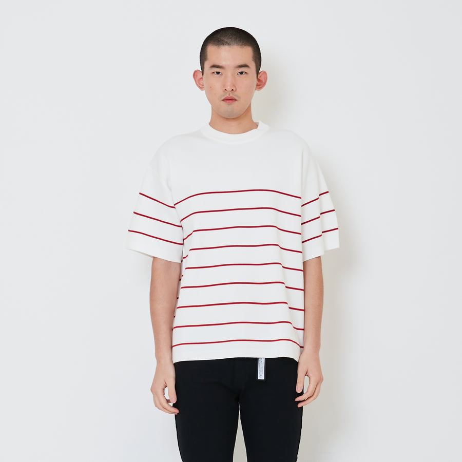 Men Oversized Stripe Sweater - Off White - SM2410193A