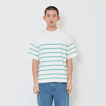 Men Oversized Stripe Sweater - Green - SM2410193B