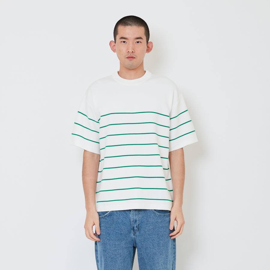 Men Oversized Stripe Sweater - Green - SM2410193B