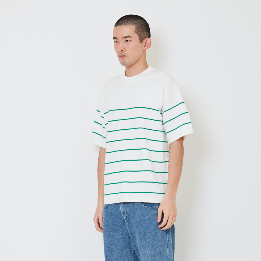 Men Oversized Stripe Sweater - Green - SM2410193B