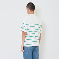 Men Oversized Stripe Sweater - Green - SM2410193B