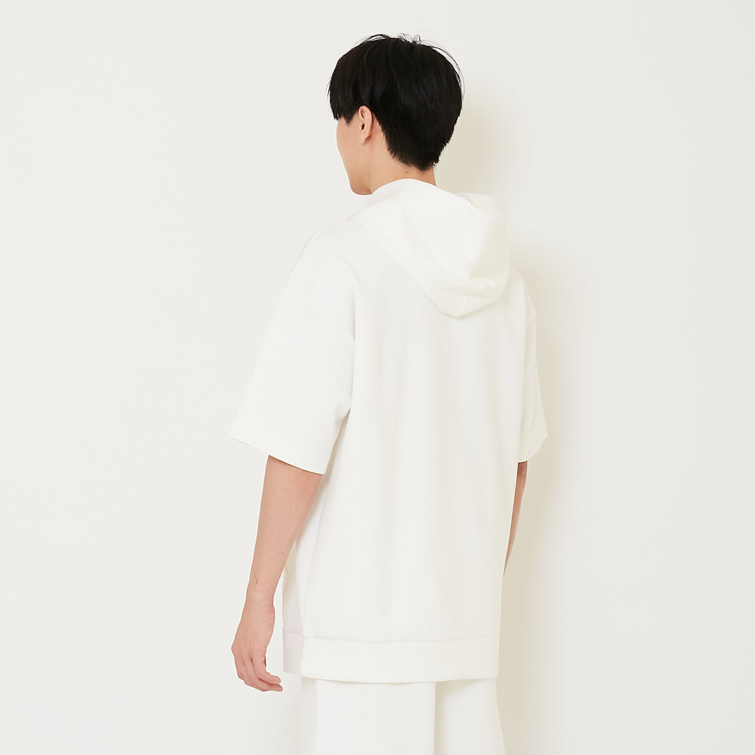 Men Oversized Neoprene Hoodie - Off White - SM2410194A