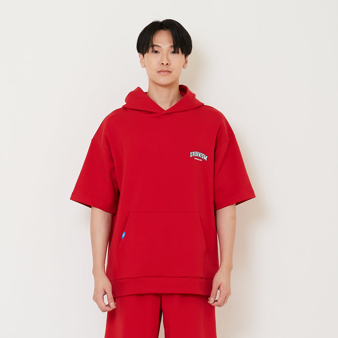 Men Oversized Neoprene Hoodie - Dark Red - SM2410194B