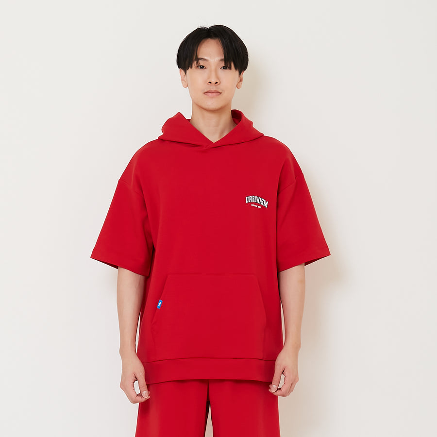 Men Oversized Neoprene Hoodie - Dark Red - SM2410194B