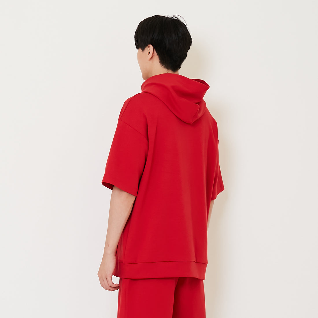 Men Oversized Neoprene Hoodie - Dark Red - SM2410194B