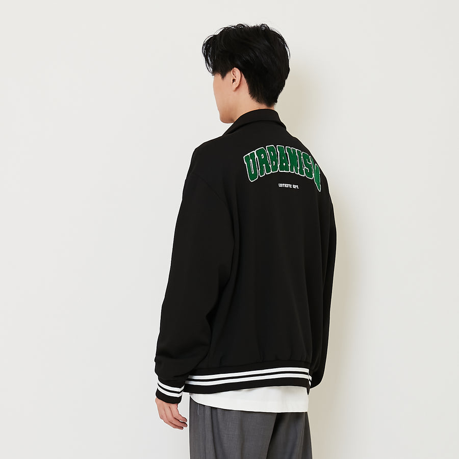 Men Oversized Varsity Jacket - Black - SM2410200B