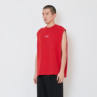 Men Printed Oversized Sleeveless Top - Dark Red - SM2410203C