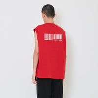 Men Printed Oversized Sleeveless Top - Dark Red - SM2410203C