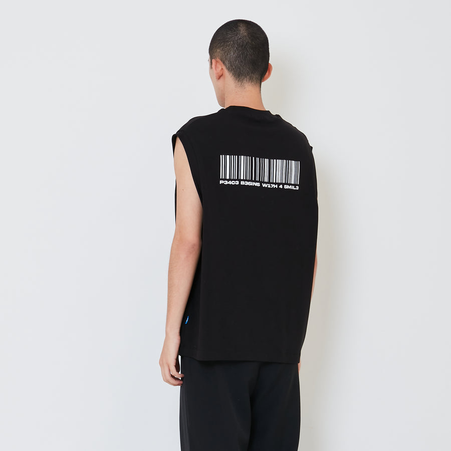 Men Printed Oversized Sleeveless Top - Black - SM2410203D