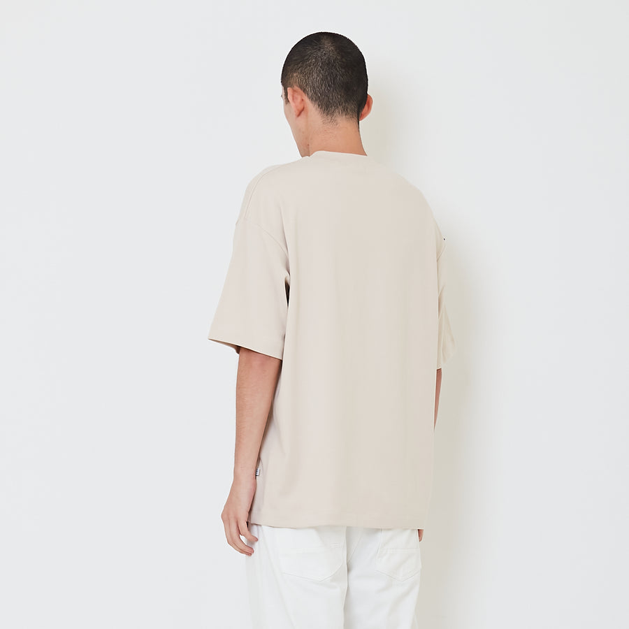 Men Printed Oversized Tee - Beige - SM2410204B