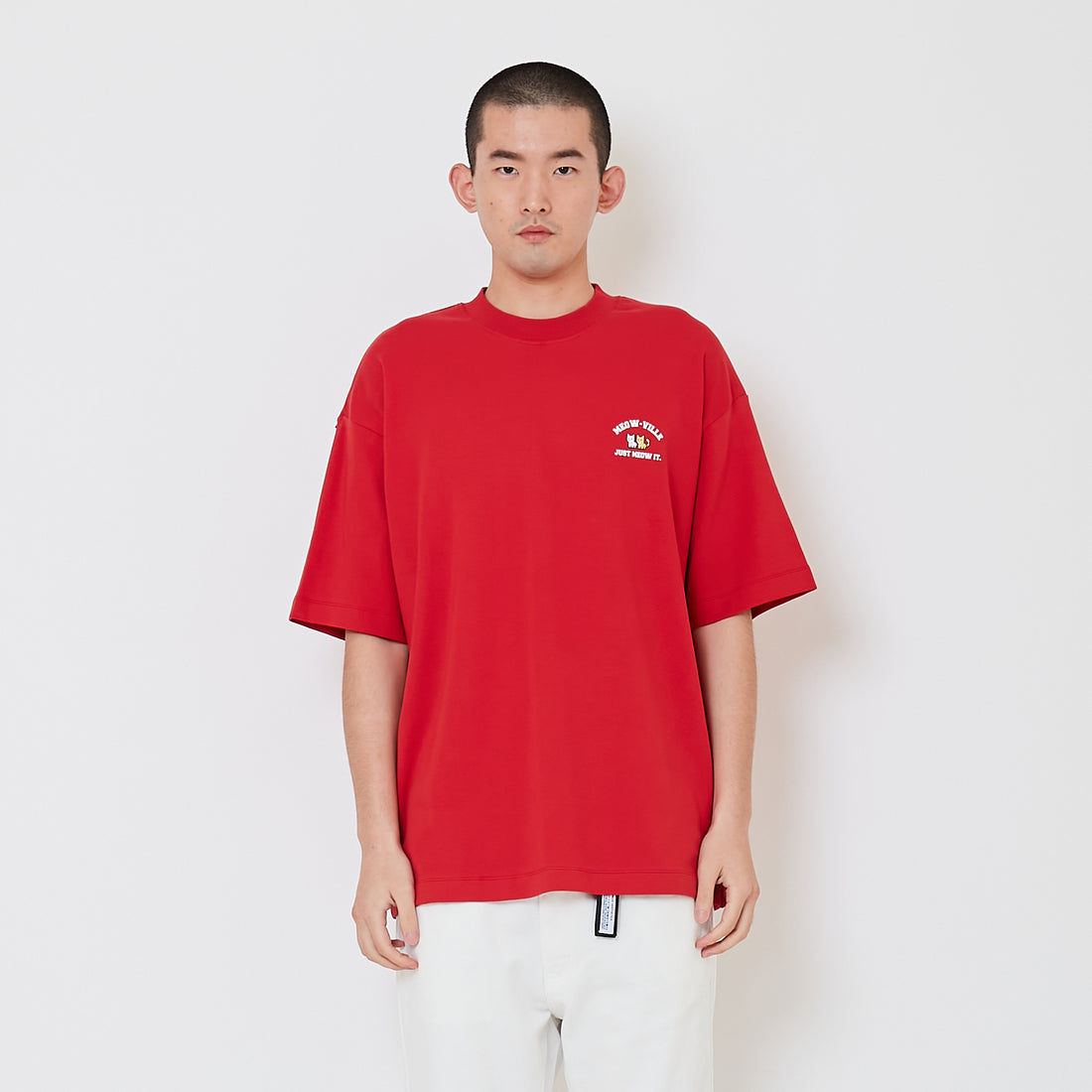 Men Printed Oversized Tee - Dark Red - SM2410204C