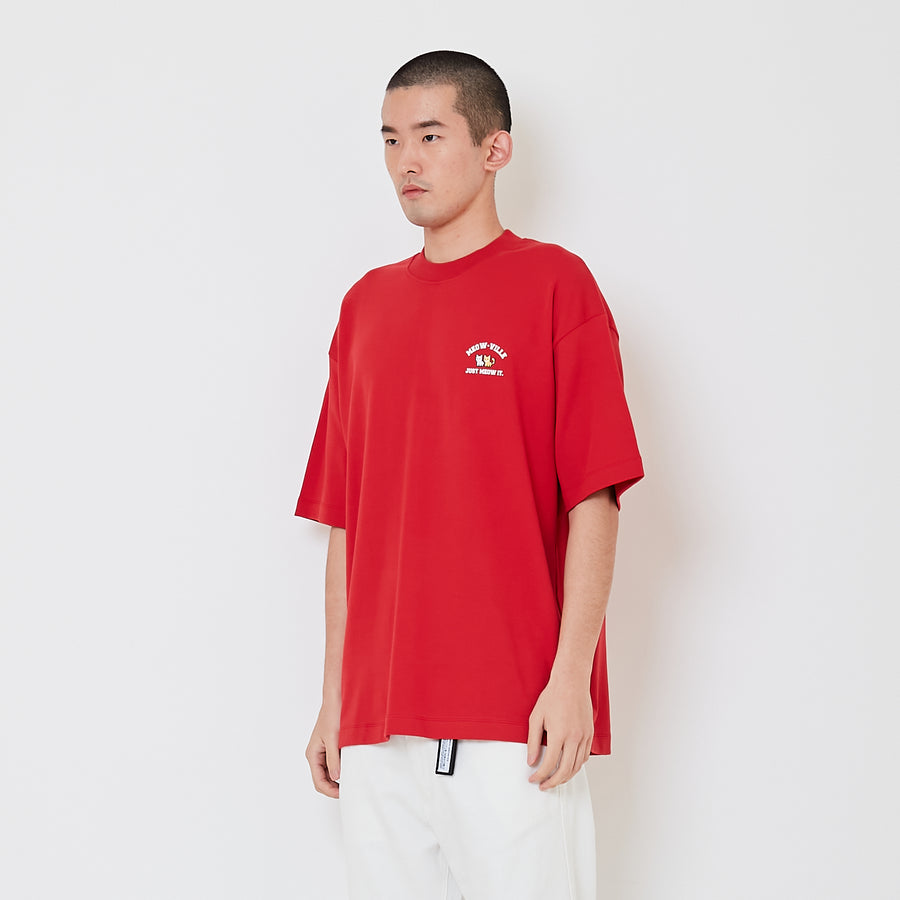 Men Printed Oversized Tee - Dark Red - SM2410204C