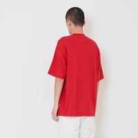 Men Printed Oversized Tee - Dark Red - SM2410204C