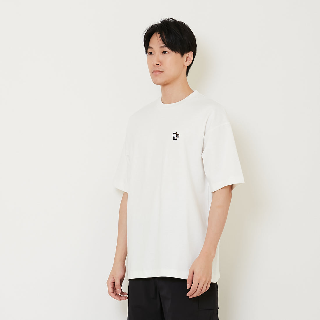 Men Embroidery Oversized Tee - Off White - SM2410206A