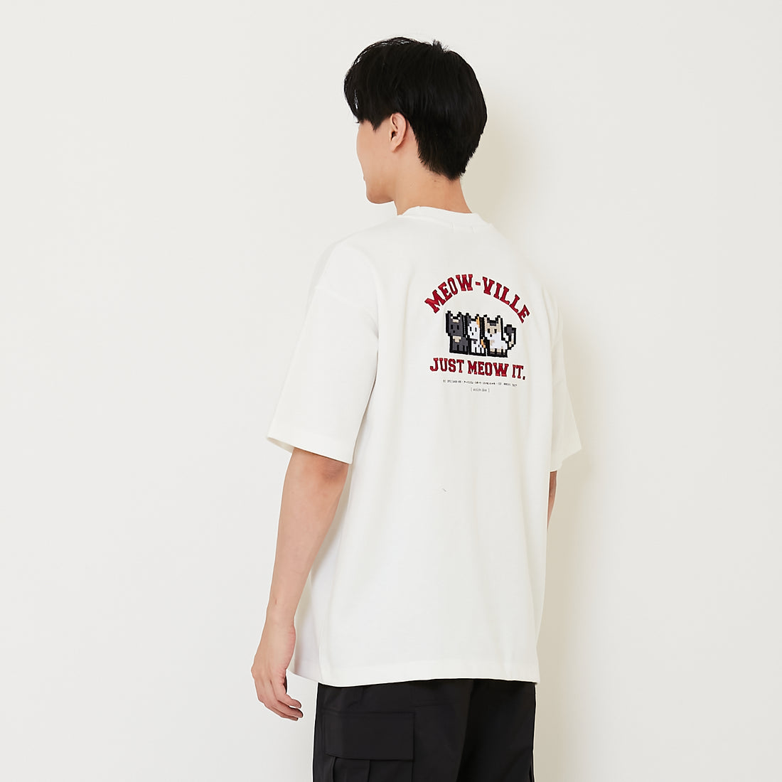 Men Embroidery Oversized Tee - Off White - SM2410206A