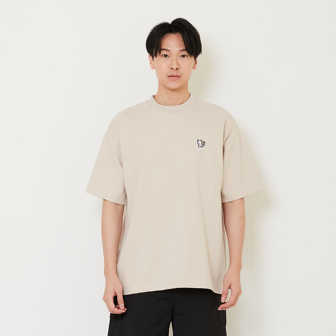 Men Embroidery Oversized Tee - Beige - SM2410206B