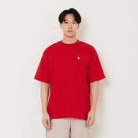 Men Embroidery Oversized Tee - Dark Red - SM2410206C