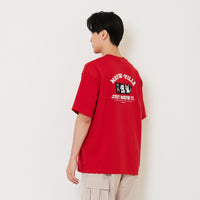 Men Embroidery Oversized Tee - Dark Red - SM2410206C