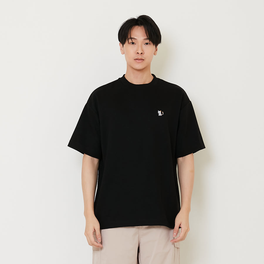 Men Embroidery Oversized Tee - Black - SM2410206D