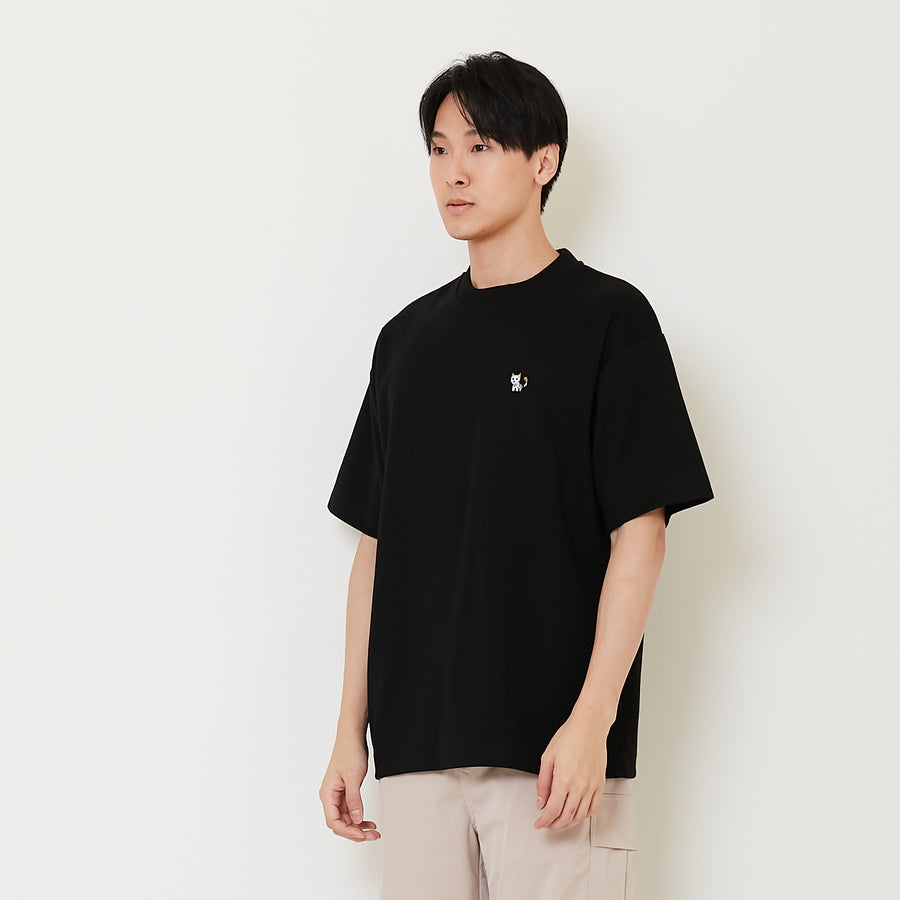 Men Embroidery Oversized Tee - Black - SM2410206D