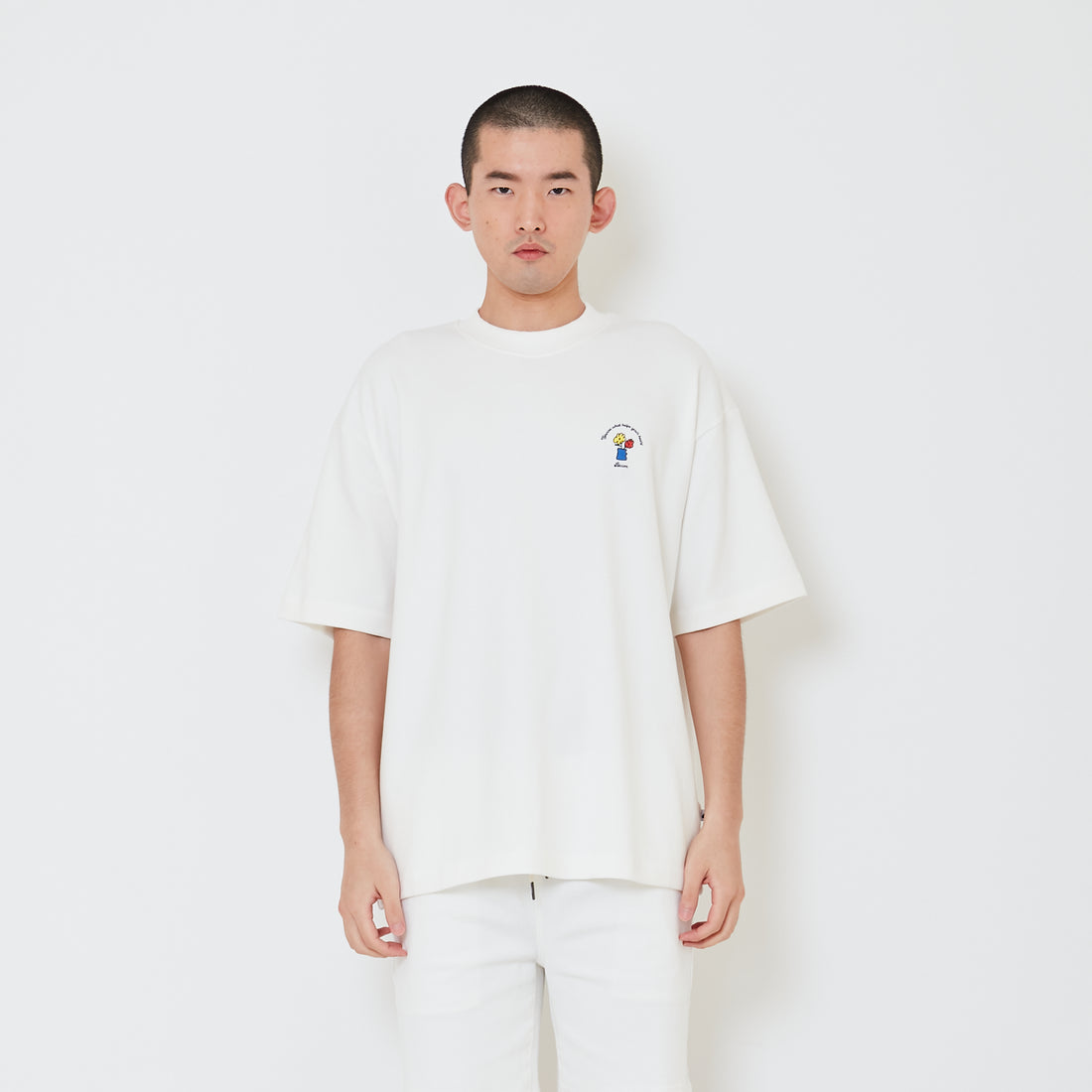 Men Printed Oversized Tee - Off White - SM2411217A