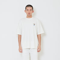 Men Printed Oversized Tee - Off White - SM2411217A