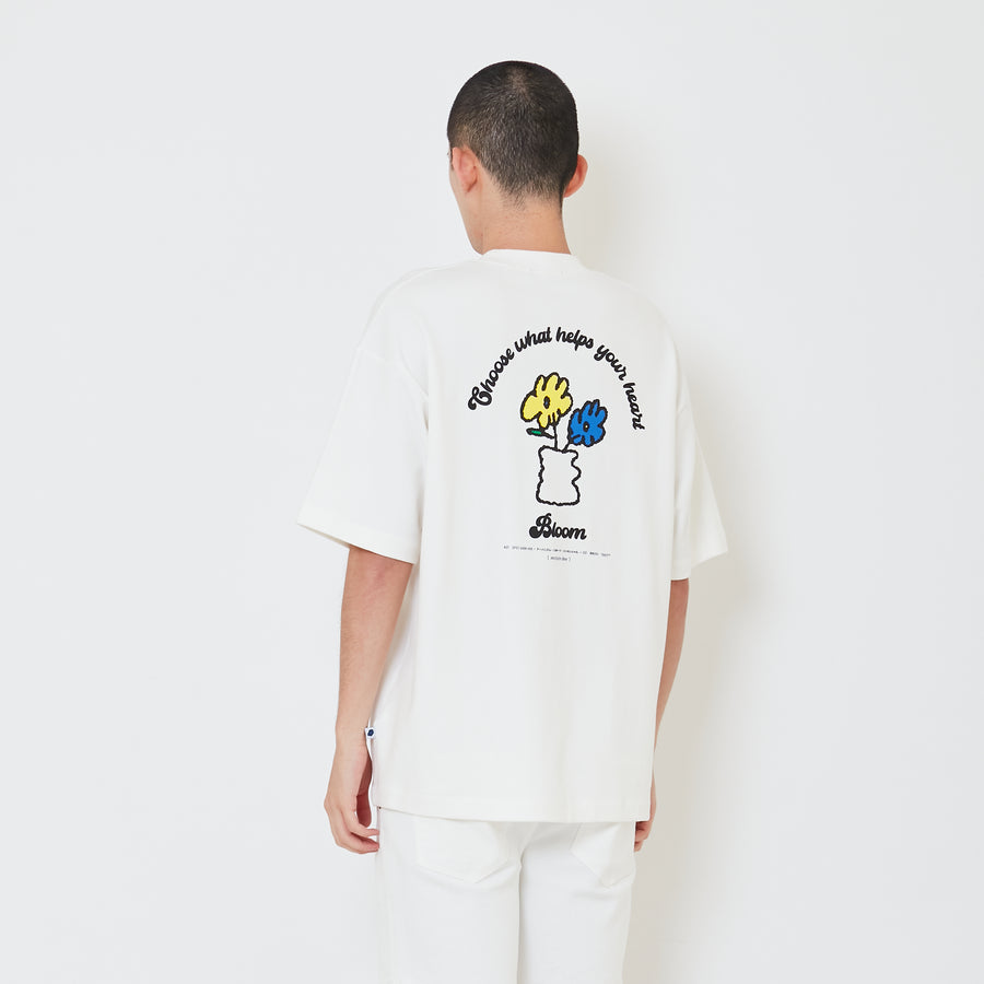 Men Printed Oversized Tee - Off White - SM2411217A