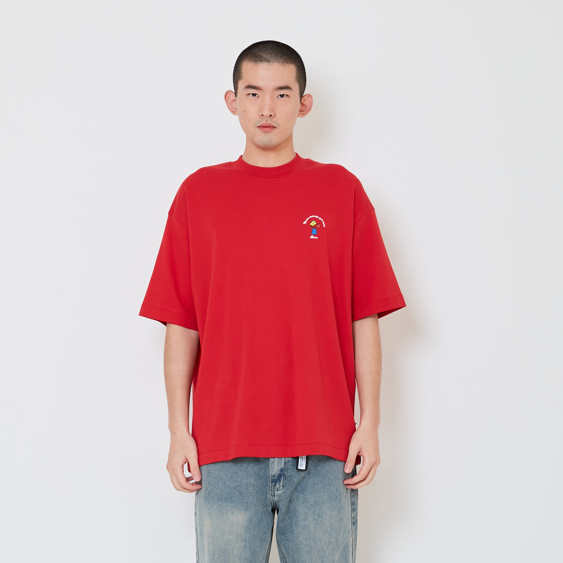 Men Printed Oversized Tee - Dark Red - SM2411217C