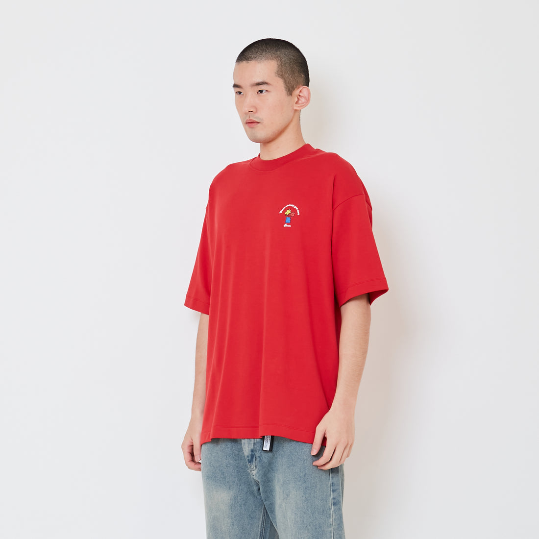 Men Printed Oversized Tee - Dark Red - SM2411217C