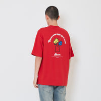 Men Printed Oversized Tee - Dark Red - SM2411217C