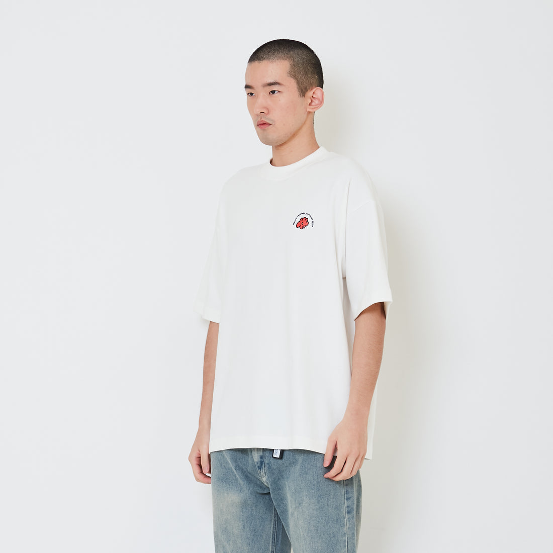 Men Printed Oversized Tee - Off White - SM2411218A