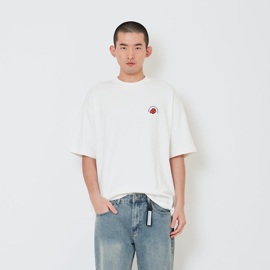 Men Printed Oversized Tee - Off White - SM2411218A