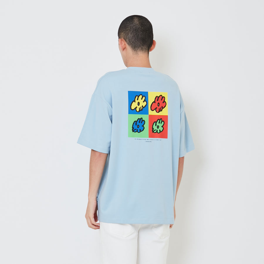 Men Printed Oversized Tee - Blue - SM2411218C