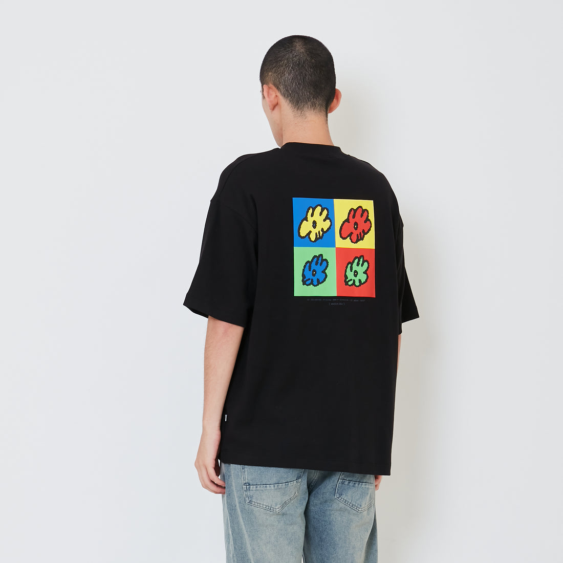 Men Printed Oversized Tee - Black - SM2411218D